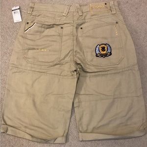Coogi Authentic Australian Baggy Shorts Size: 32, KHAKI Embroidered Hip Hop